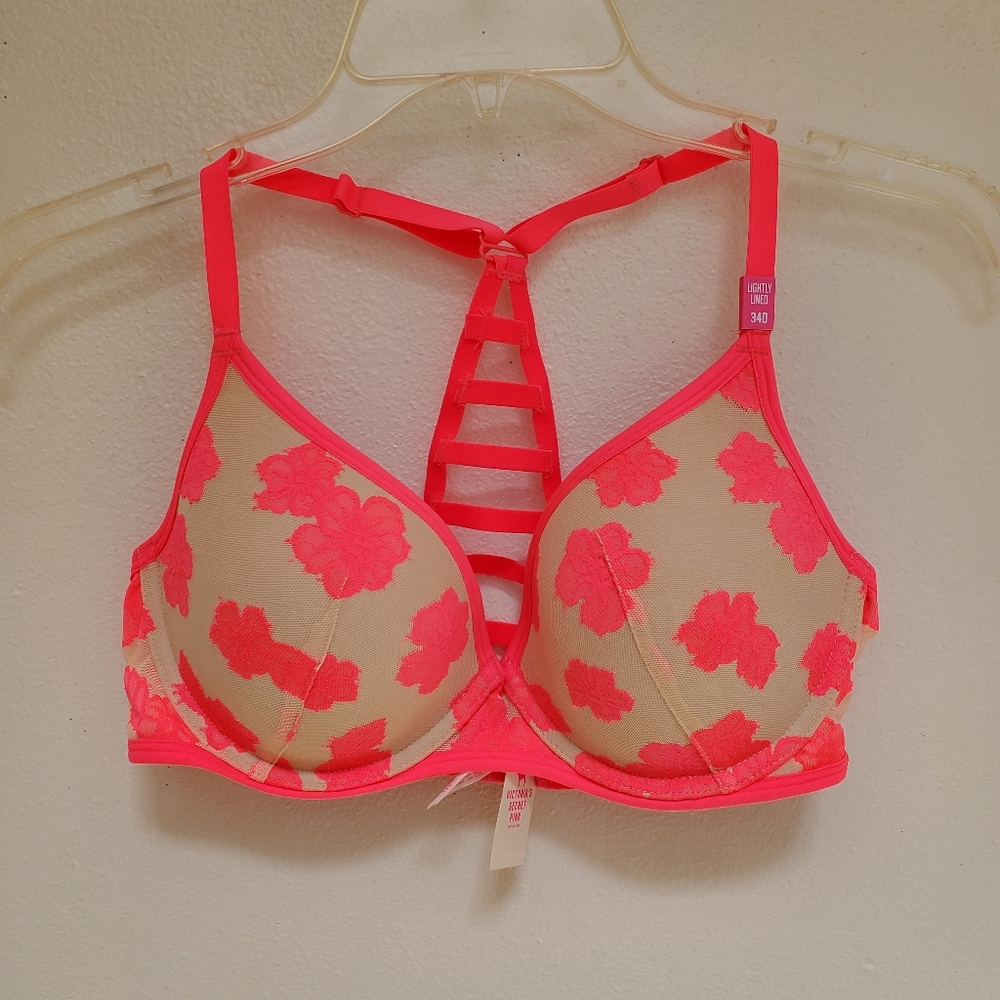 Pink Victoria's Secret 34D Lace Racerback Bra - Picture 12 of 16